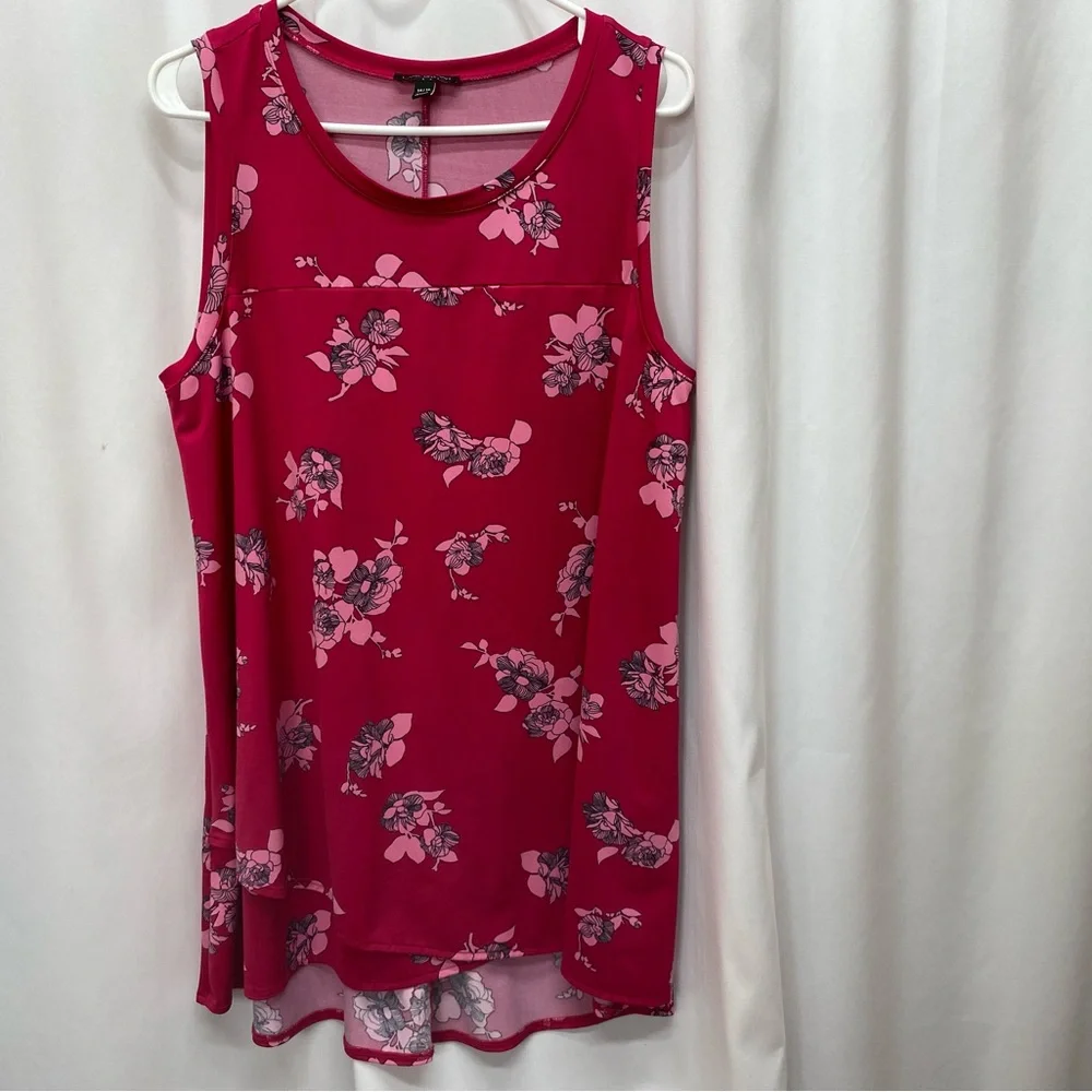 Lane Bryant womens 14/16 floral sleeveless blouse top shirt plus size pink boho